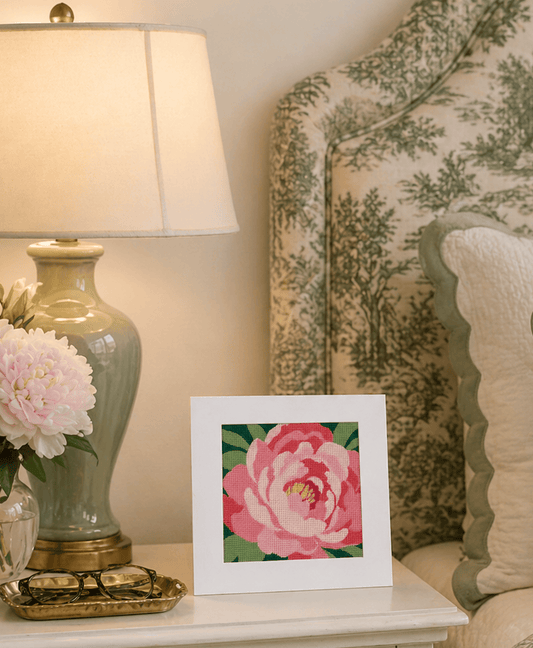 Indiana Peony Needlepoint Card Design | State Flower Series by G. March Design
