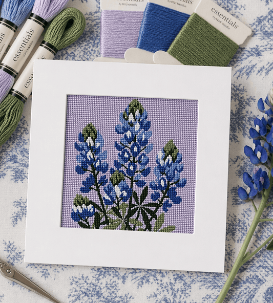 Texas Bluebonnet Needlepoint Card Design | State Flower Series by G. March Design