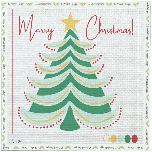 Merry Christmas Tree Needlepoint Card Kit – Mid-Century Modern Holiday Greeting Card