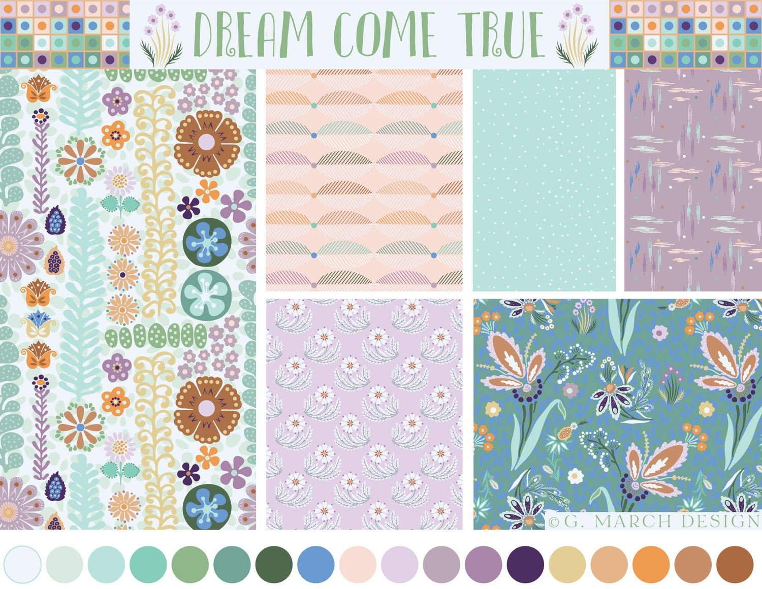 Dream Come True Surface Pattern Design Collection – Whimsical Floral Licensing Collection | G March Design
