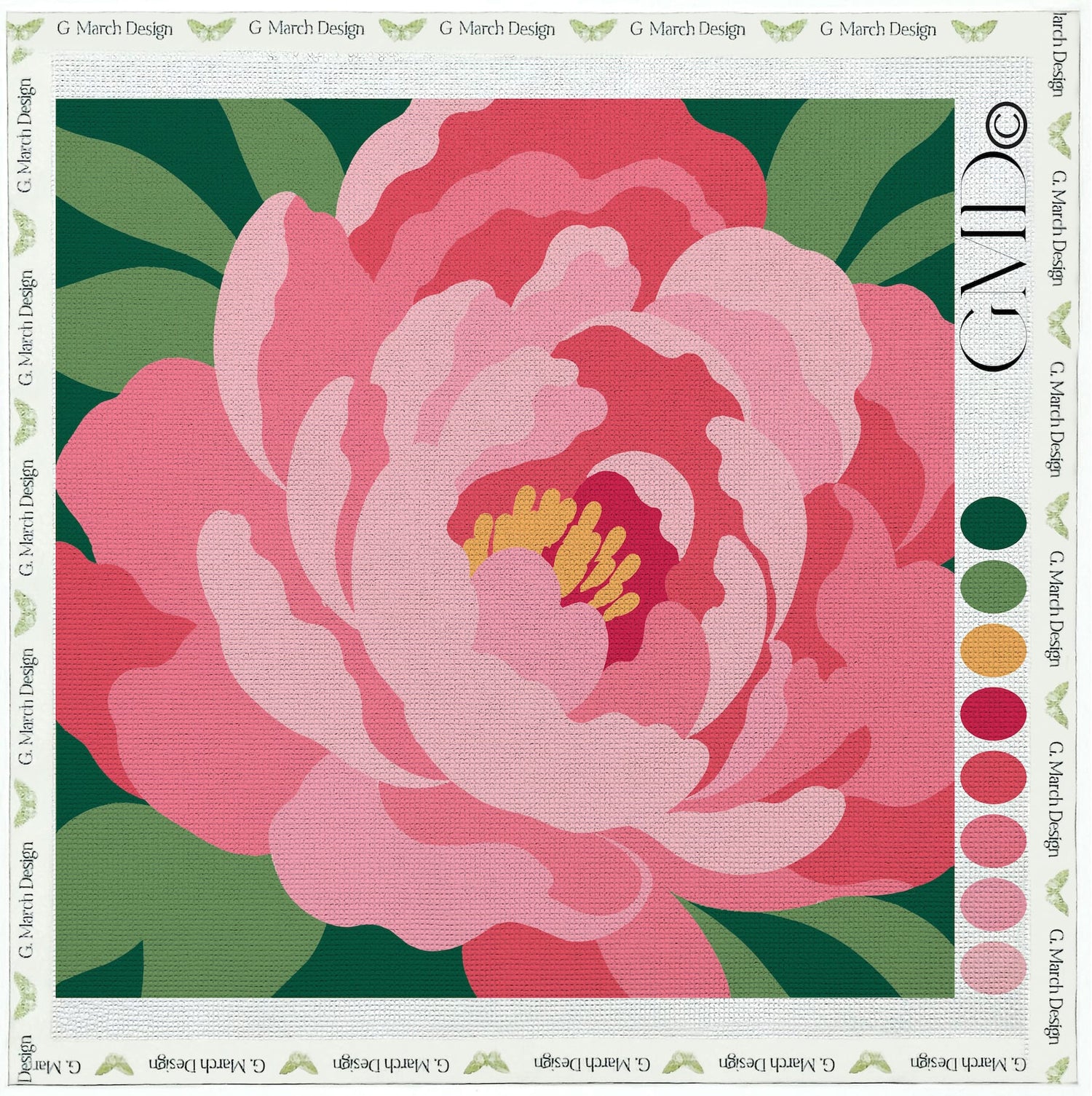 Indiana Peony Needlepoint Card Design | State Flower Series by G. March Design