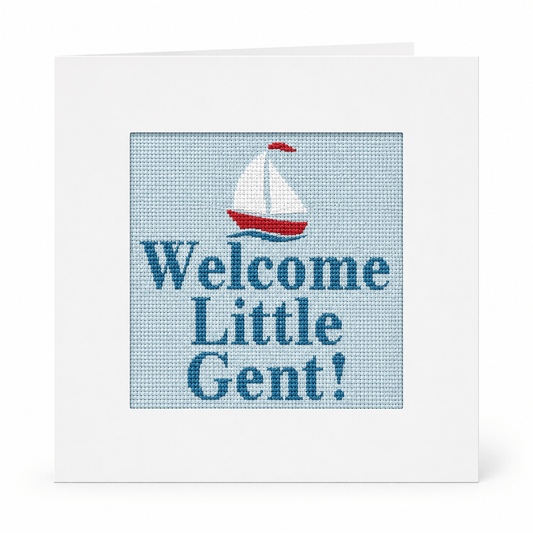 Welcome Little Gent Needlepoint Card Kit | Baby Boy Greeting Card
