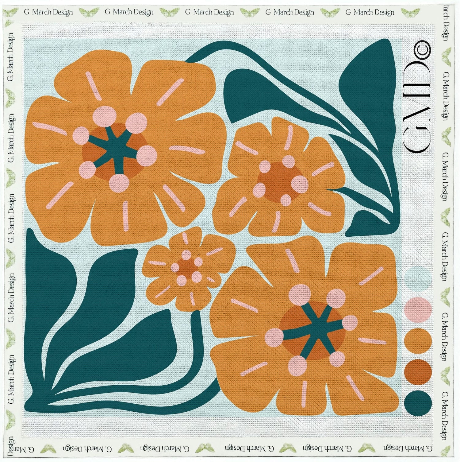 California Poppy Needlepoint Canvas | State Flower Series by G. March Design
