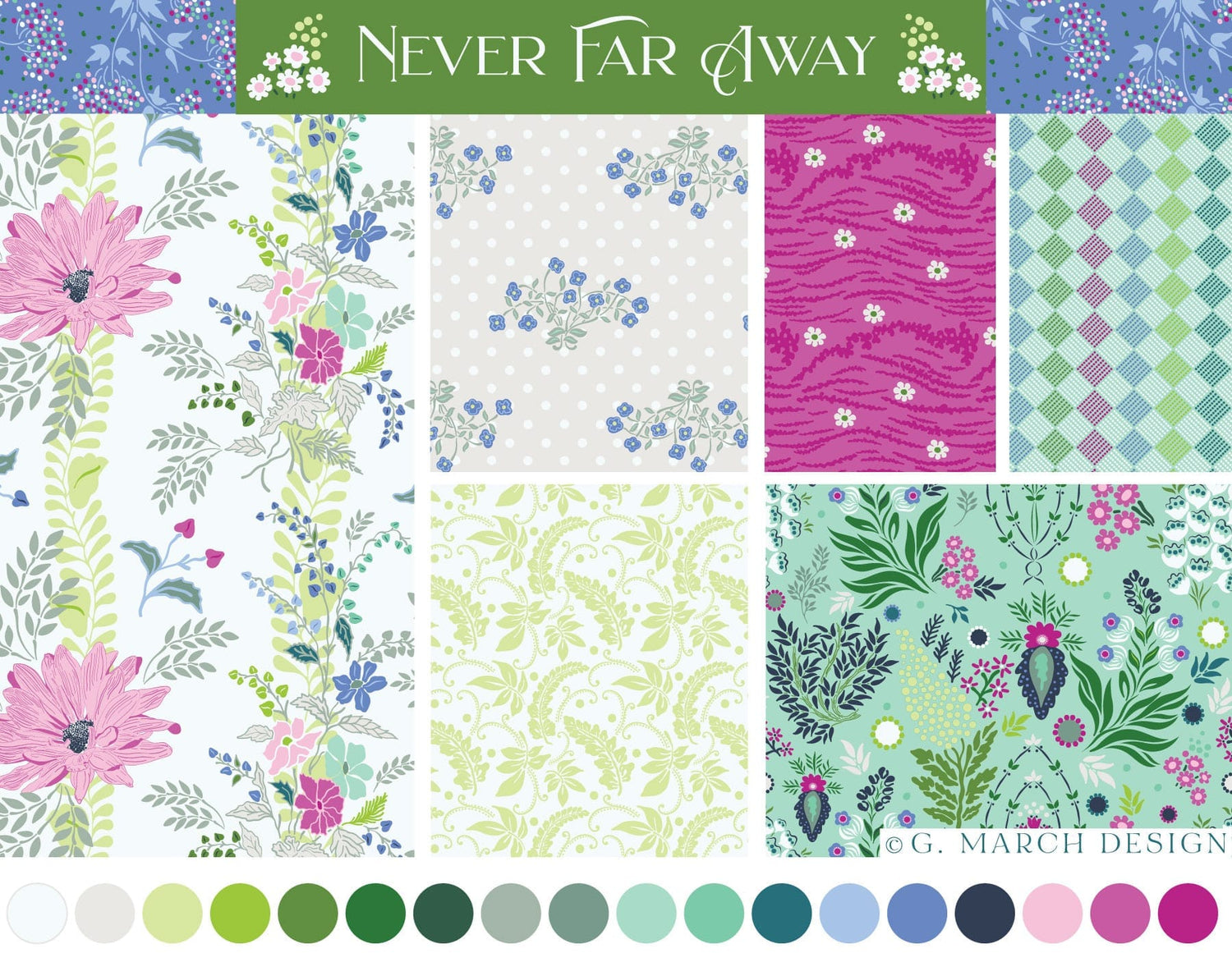 Never Far Away Surface Pattern Design Collection – Whimsical Botanical Licensing Collection | G March Design