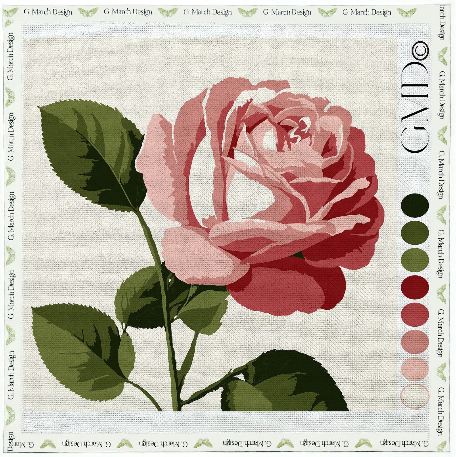 New York Rose Needlepoint Canvas Kit | State Flower Series by G. March Design