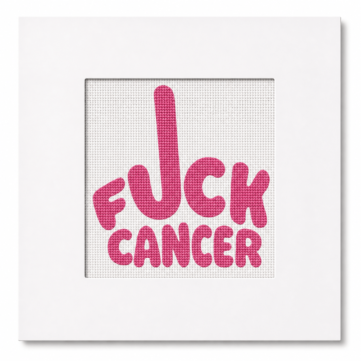 F*ck Cancer Needlepoint Card Kit | Cancer Awareness Card | Pink & Blue