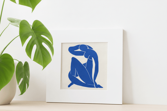 Matisse Blue Nude II Needlepoint Card Kit - Modern Art Inspired Blue Silhouette Greeting Card Kit