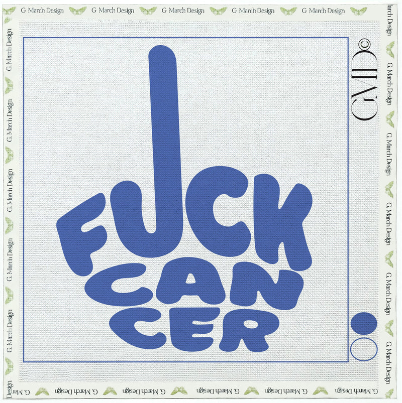 F*ck Cancer Needlepoint Card Kit | Cancer Awareness Card | Pink & Blue