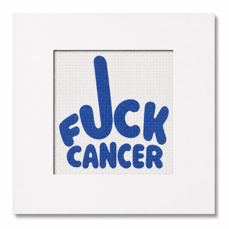 F*ck Cancer Needlepoint Card Kit | Cancer Awareness Card | Pink & Blue