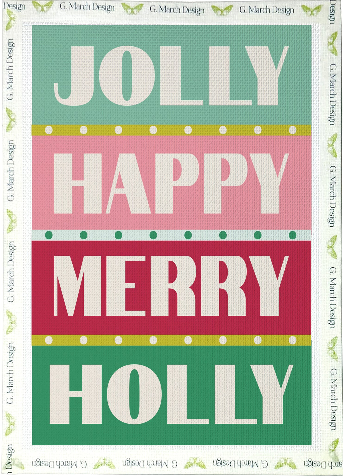 Jolly Happy Merry Holly Needlepoint Greeting Card Kit