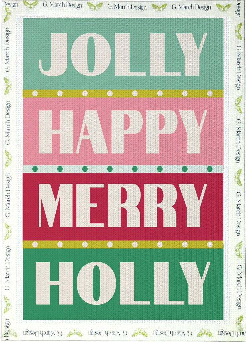 Jolly Happy Merry Holly Needlepoint Greeting Card Kit