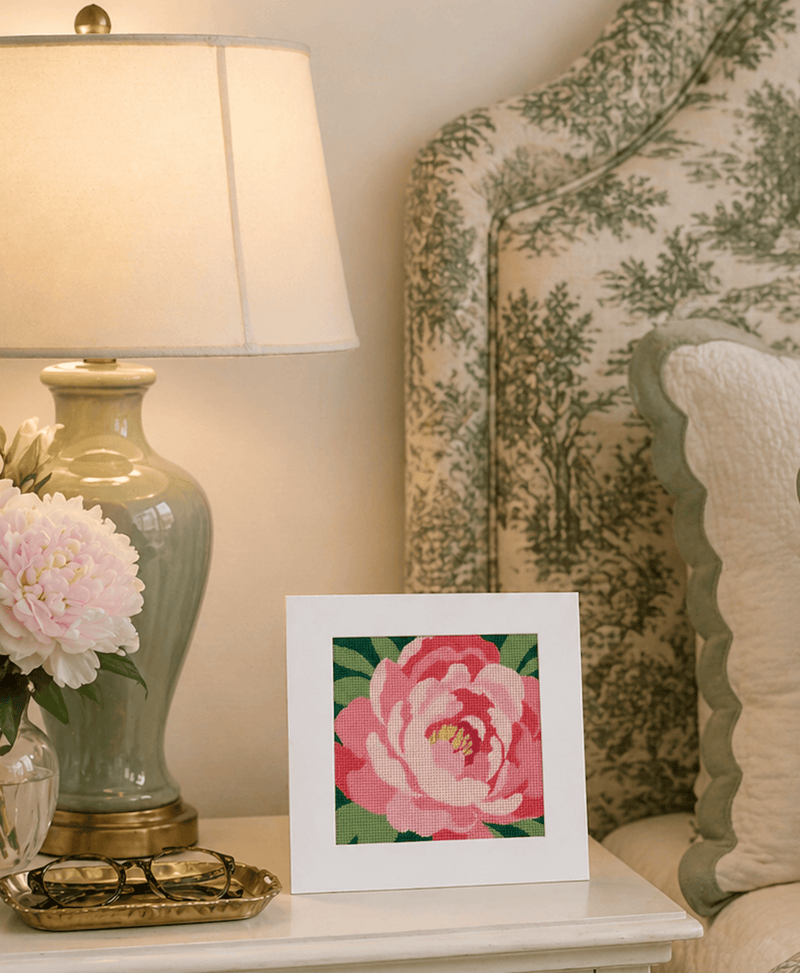 Indiana Peony Needlepoint Card Design | State Flower Series by G. March Design