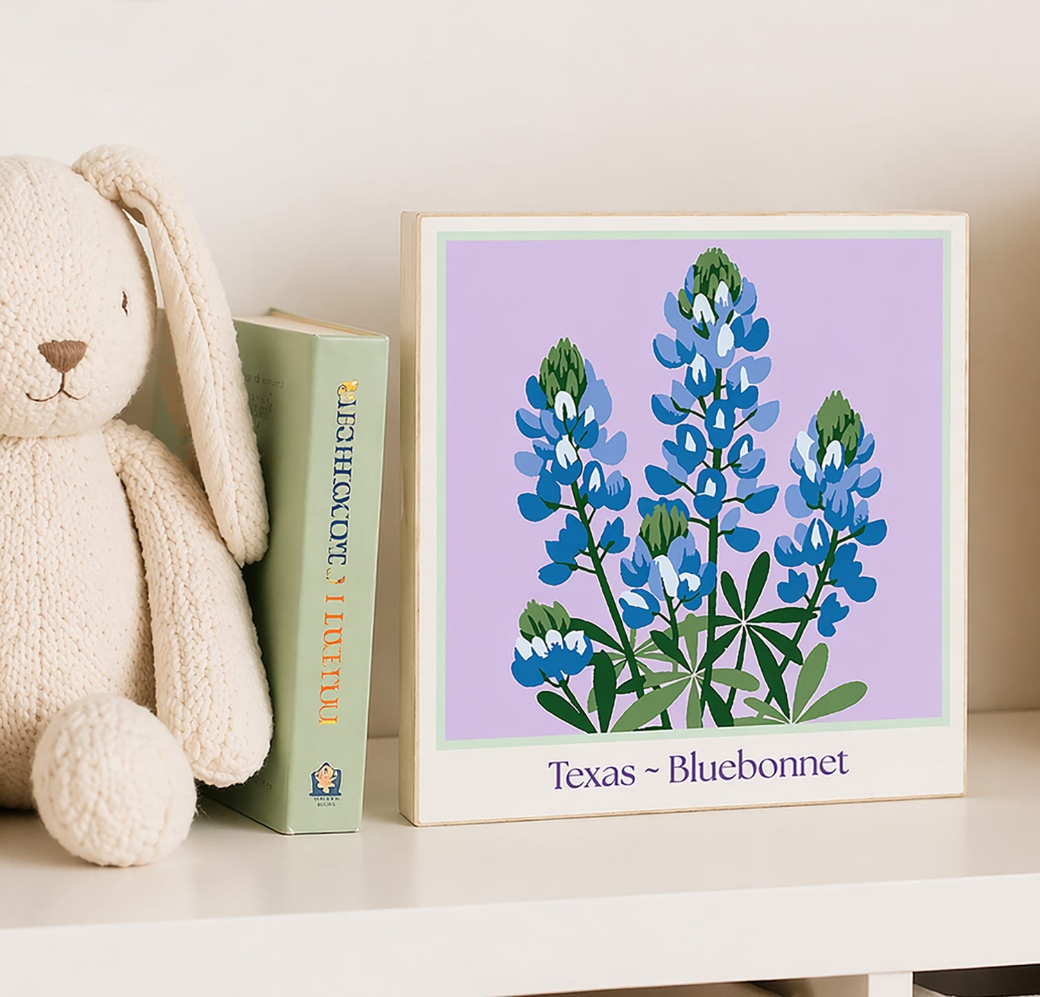 Texas ~ Bluebonnet Wood Block Print | Botanical State Flower Art