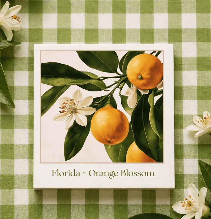 Florida ~ Orange Blossom Wood Block Print | Botanical State Flower Art