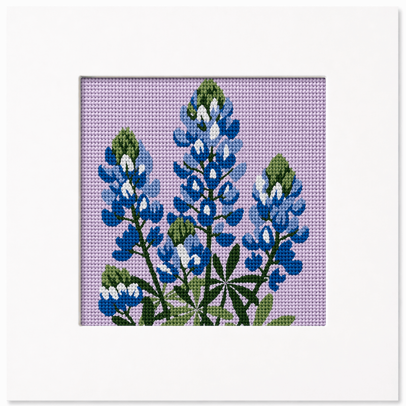 Texas Bluebonnet Needlepoint Card Design | State Flower Series by G. March Design