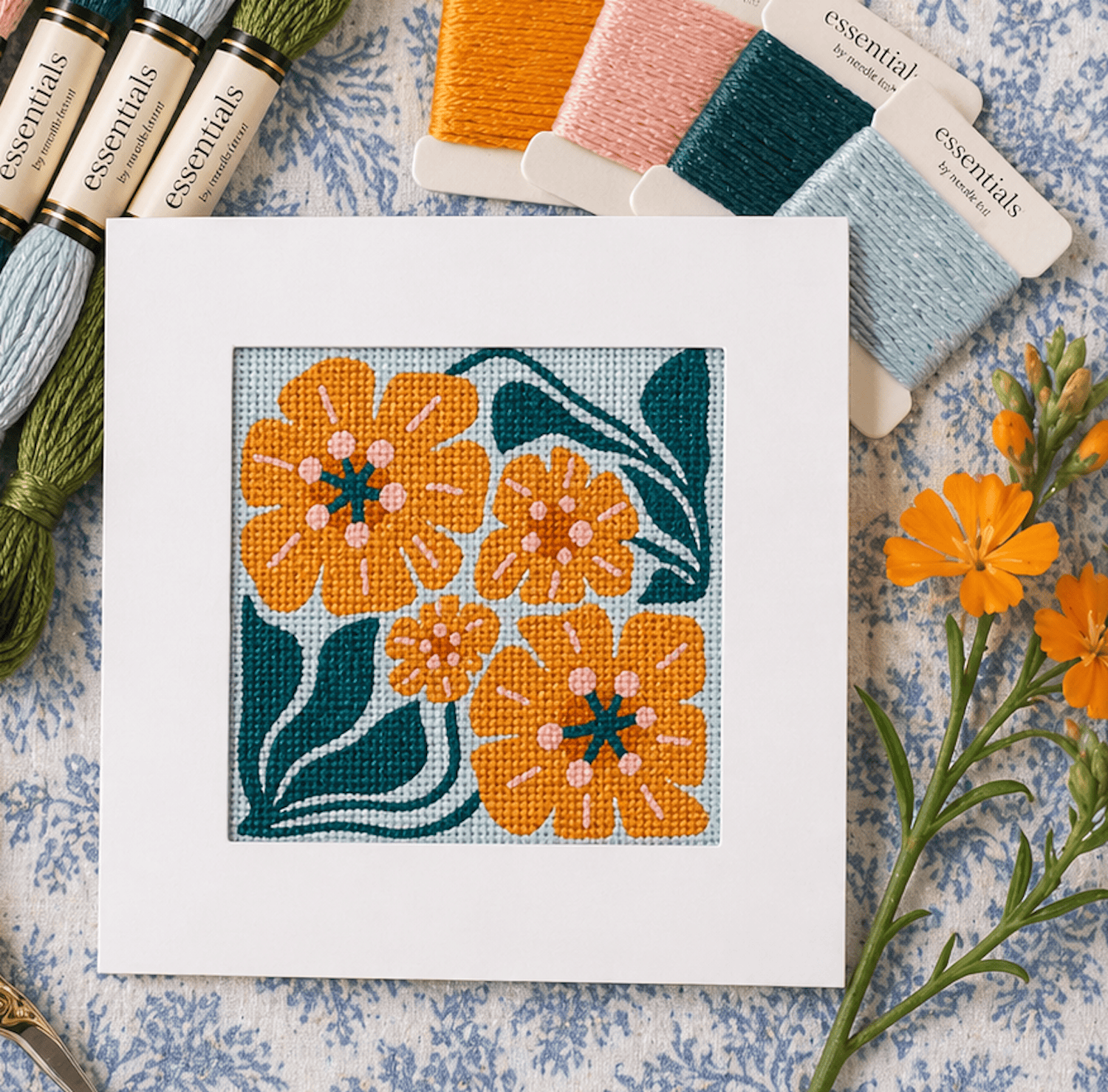 California Poppy Needlepoint Card Design | State Flower Series by G. March Design