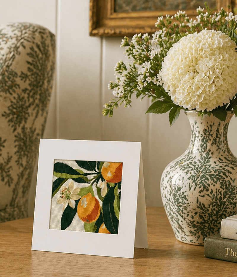 Florida Orange Blossom Needlepoint Card Design | State Flower Series by G. March Design