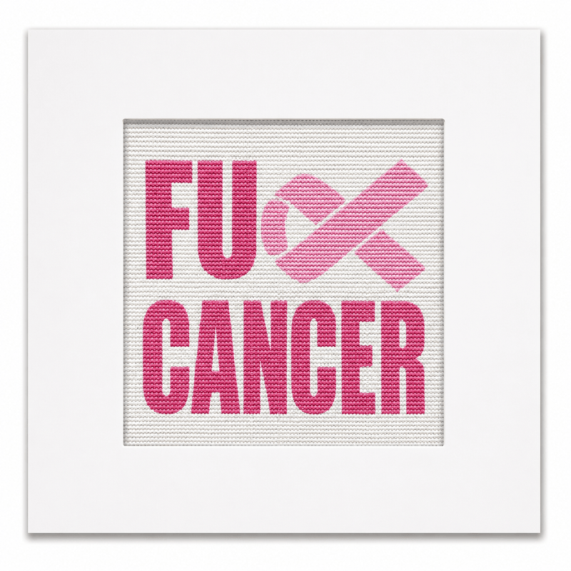 F*ck Cancer Ribbon Needlepoint Card Kit | Cancer Awareness Greeting Card