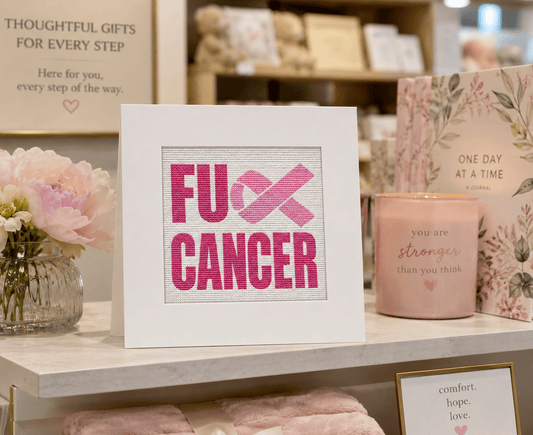 F*ck Cancer Ribbon Needlepoint Card Kit | Cancer Awareness Greeting Card