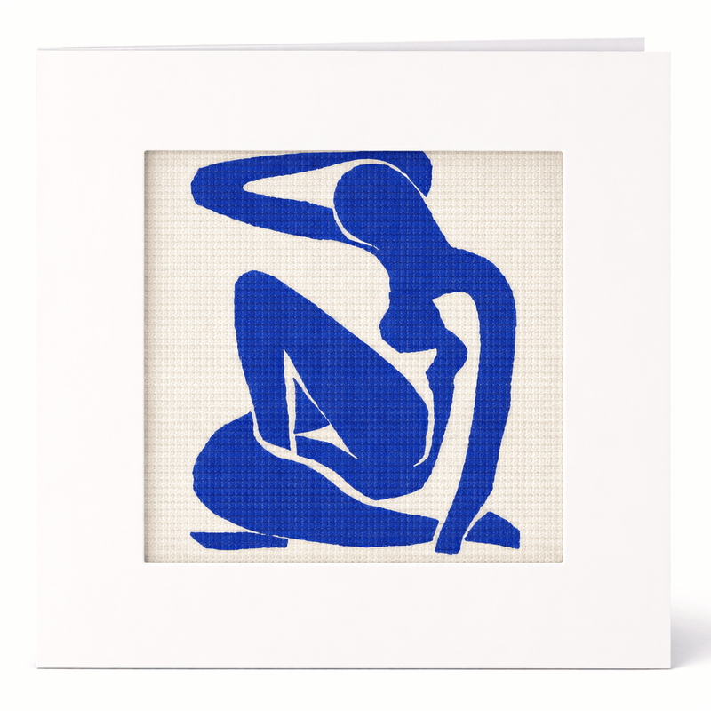 Matisse Blue Nude I Needlepoint Card Kit – Modern Art Inspired Blue Silhouette Greeting Card Kit (Series of Five)