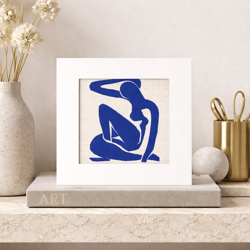 Matisse Blue Nude I Needlepoint Card Kit – Modern Art Inspired Blue Silhouette Greeting Card Kit (Series of Five)