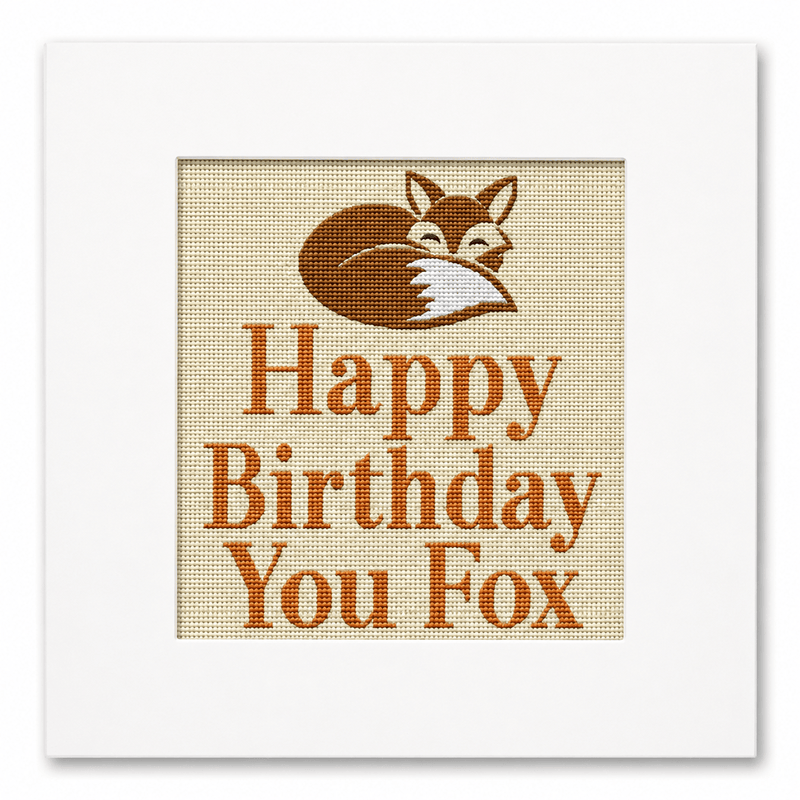 Happy Birthday You Fox Needlepoint Card Kit | Funny Birthday Greeting Card