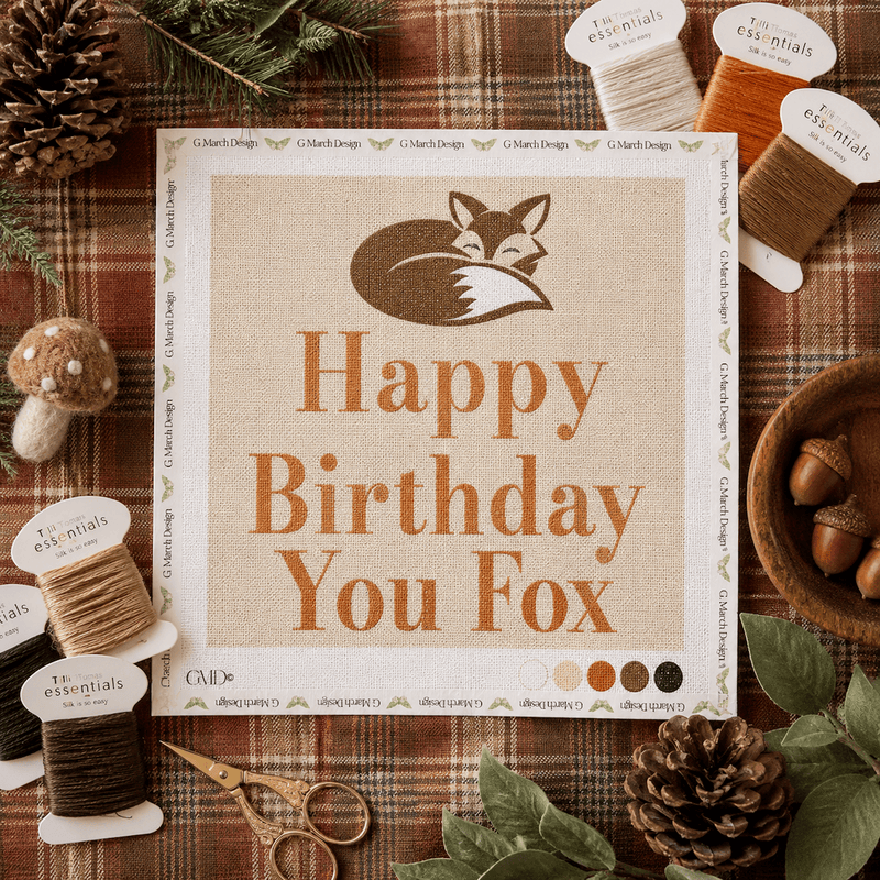 Happy Birthday You Fox Needlepoint Card Kit | Funny Birthday Greeting Card