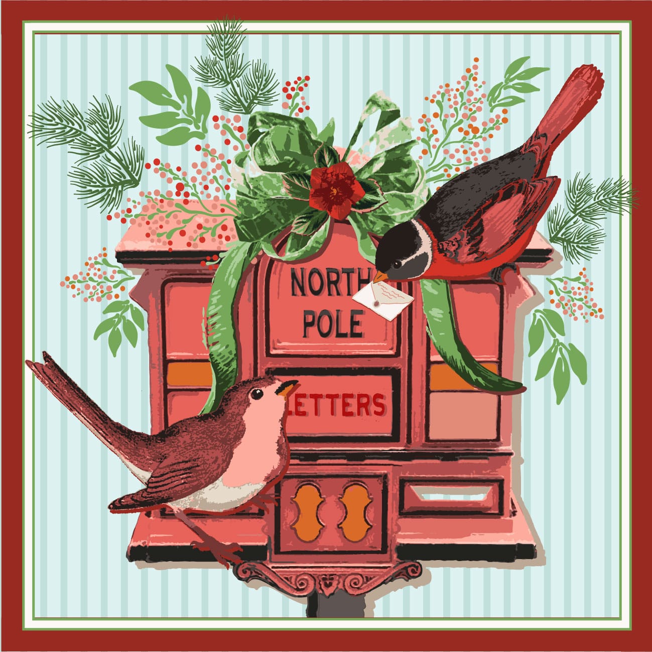 Sending My Love — North Pole Letter Box & Cardinal Illustrated Fine Art Print | G March Design