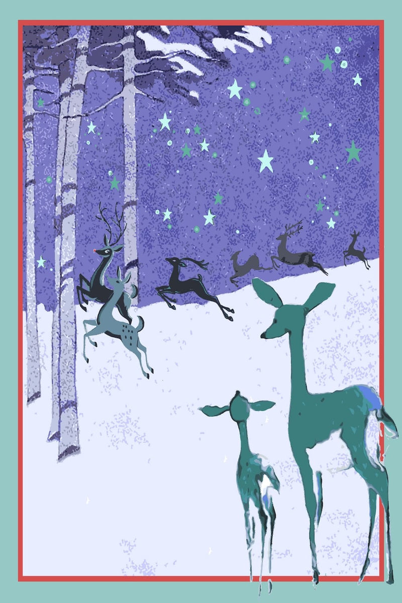 Eight Tiny Reindeer — Christmas Reindeer Illustrated Fine Art Print | G March Design