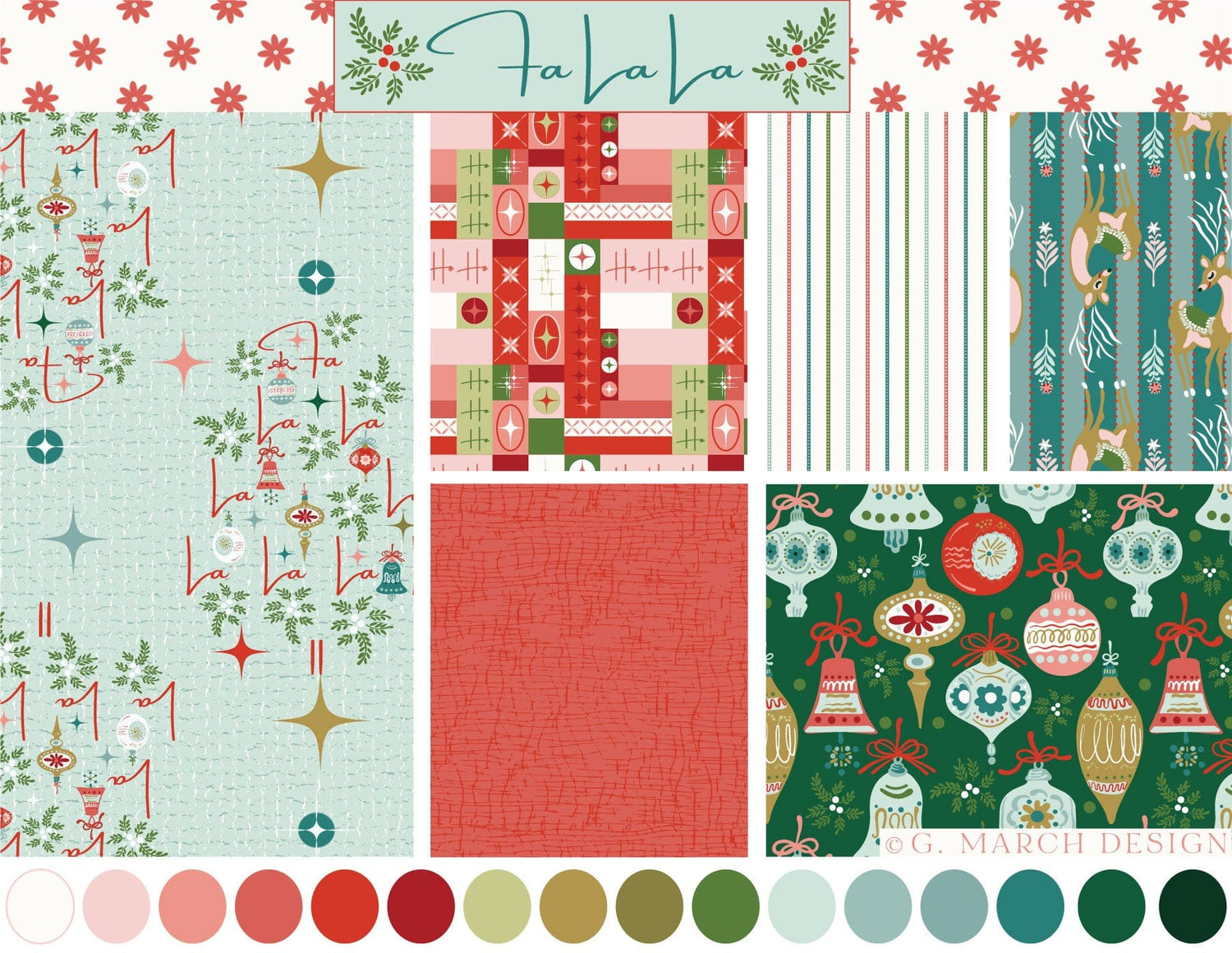 Fa La La Surface Pattern Design Collection – Mid-Century Christmas Licensing Collection | G March Design