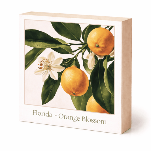 Florida ~ Orange Blossom Wood Block Print | Botanical State Flower Art