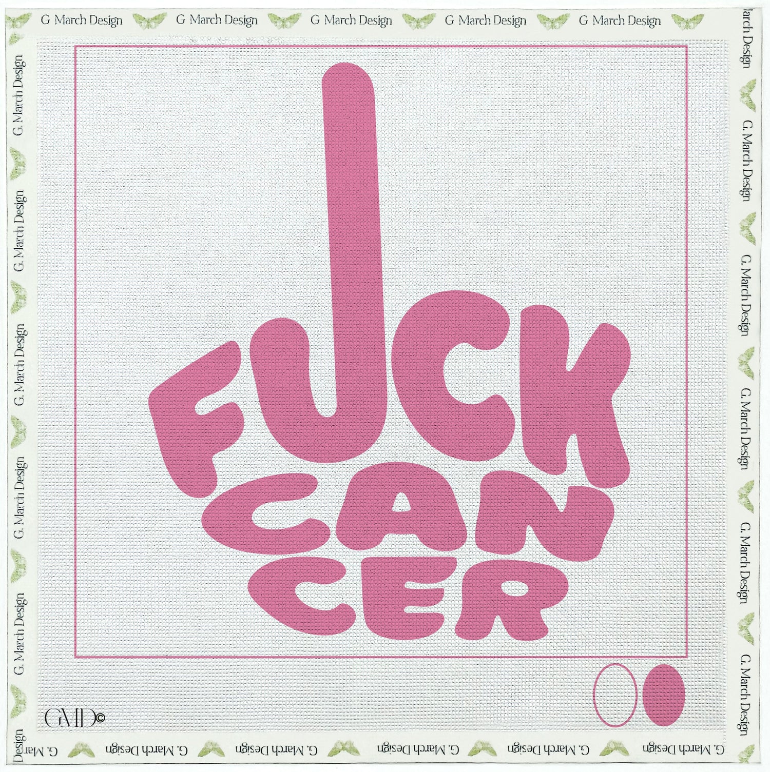 F*ck Cancer Needlepoint Card Kit | Cancer Awareness Card | Pink & Blue