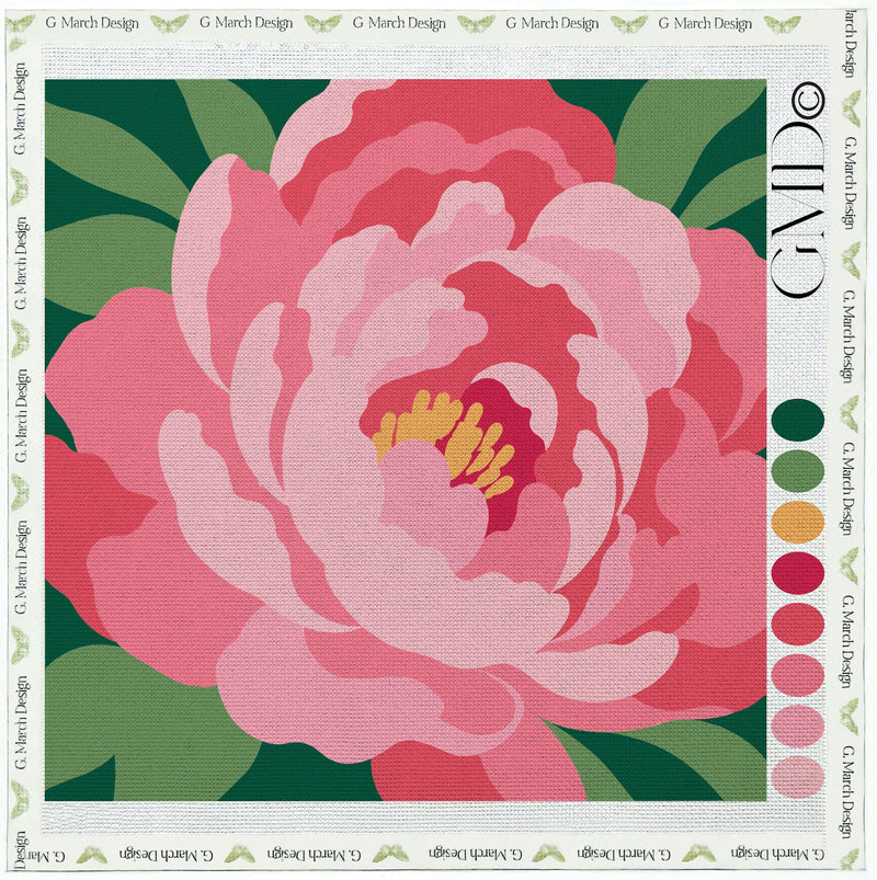 Indiana Peony Needlepoint Card Design | State Flower Series by G. March Design