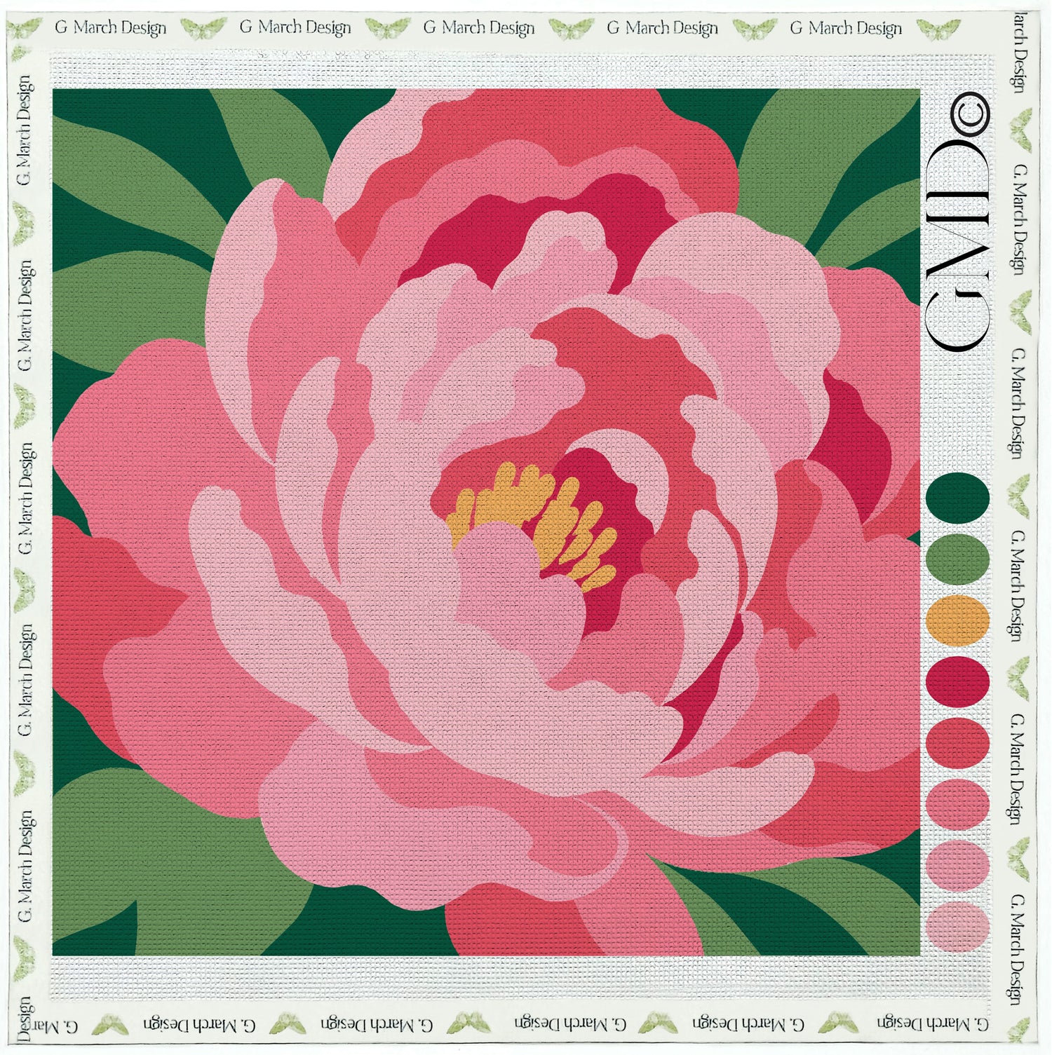 Indiana Peony Needlepoint Card Design | State Flower Series by G. March Design