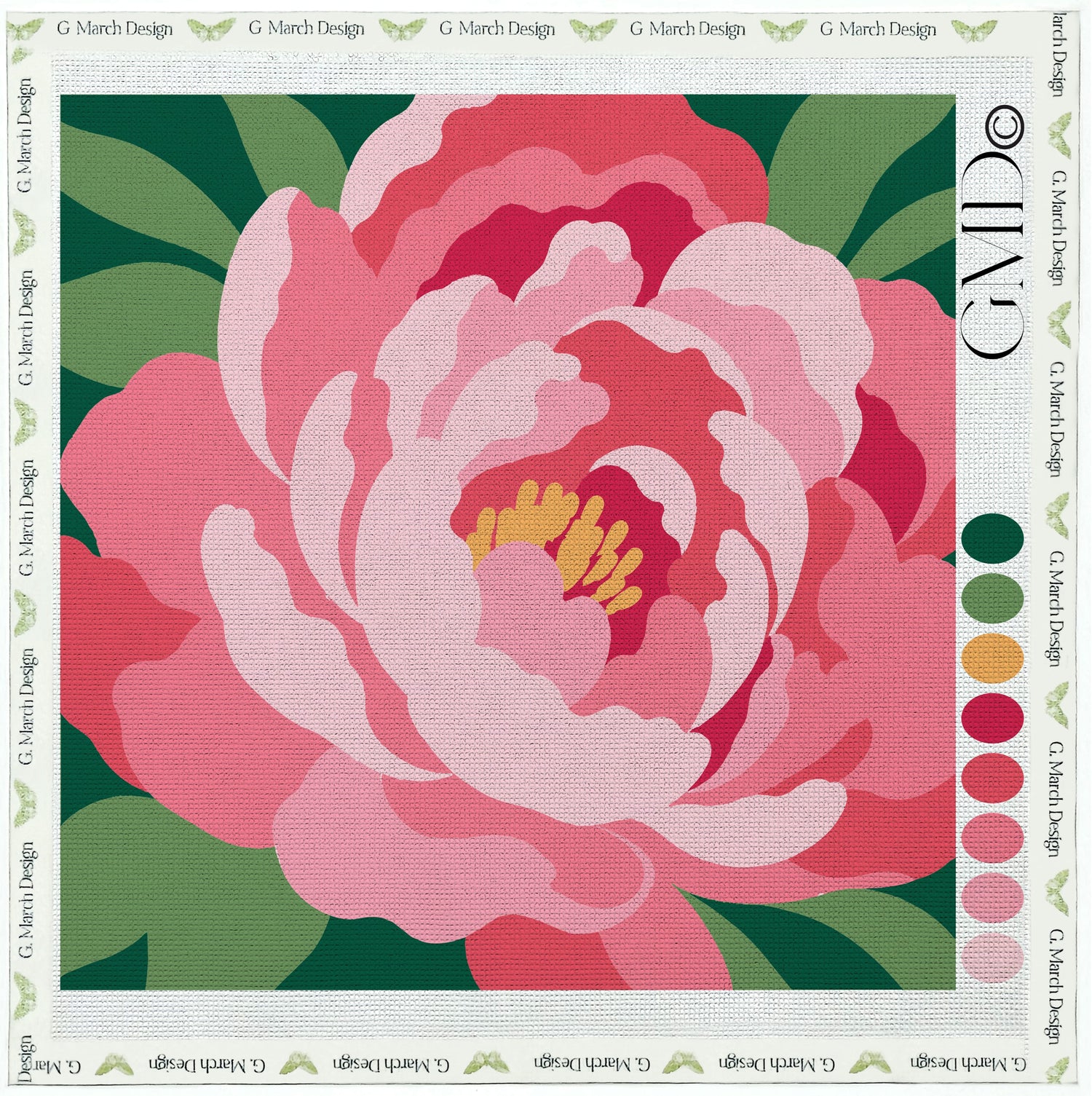 Indiana Peony Needlepoint Card Design | State Flower Series by G. March Design