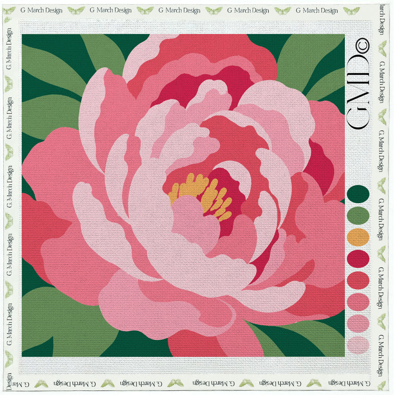 Indiana Peony Needlepoint Card Design | State Flower Series by G. March Design