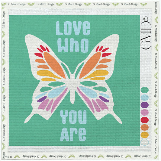 Love Who You Are Needlepoint Card Kit | Pride Rainbow Butterfly Greeting Card