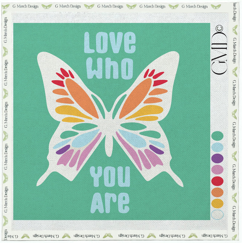 Love Who You Are Needlepoint Card Kit | Pride Rainbow Butterfly Greeting Card