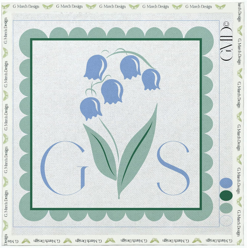 Monogrammed Lily of the Valley Wedding Ring Pillow - Handcrafted Needlepoint Kit