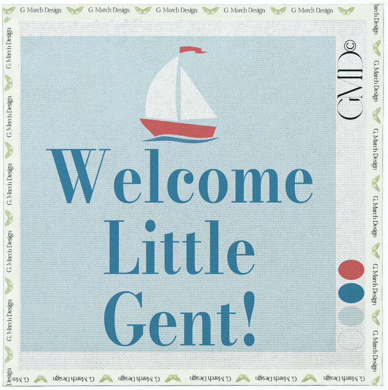 Welcome Little Gent Needlepoint Card Kit | Baby Boy Greeting Card
