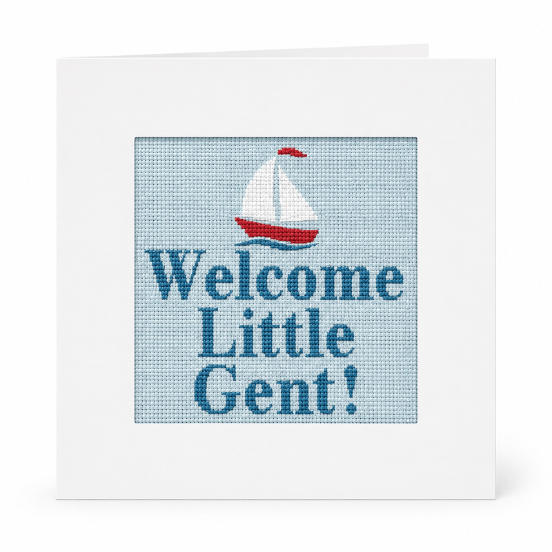 Welcome Little Gent Needlepoint Card Kit | Baby Boy Greeting Card