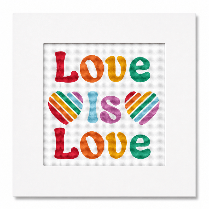 Love is Love Needlepoint Card Kit | Pride Rainbow Heart Greeting Card