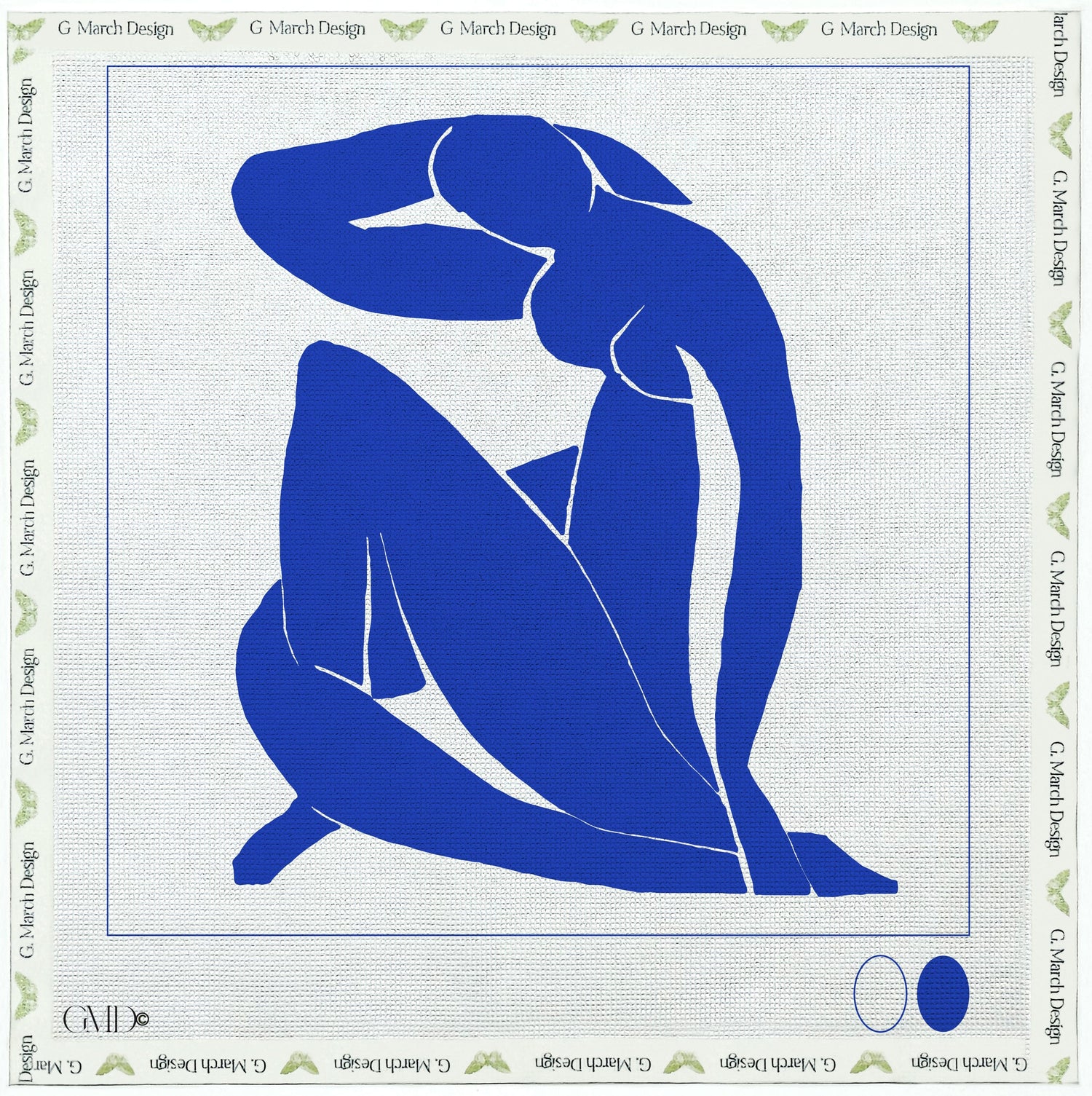 Matisse Blue Nude II Needlepoint Card Kit - Modern Art Inspired Blue Silhouette Greeting Card Kit