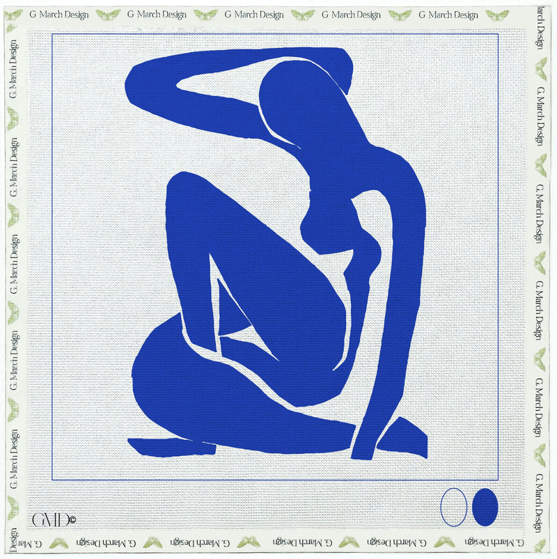 Matisse Blue Nude I Needlepoint Card Kit – Modern Art Inspired Blue Silhouette Greeting Card Kit (Series of Five)