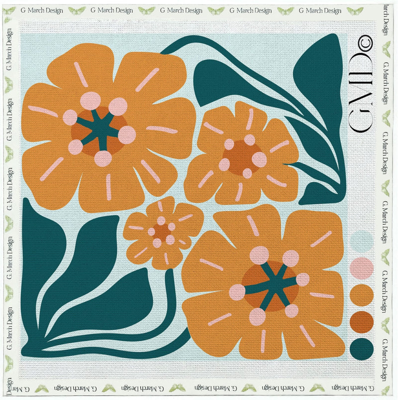 California Poppy Needlepoint Canvas | State Flower Series by G. March Design