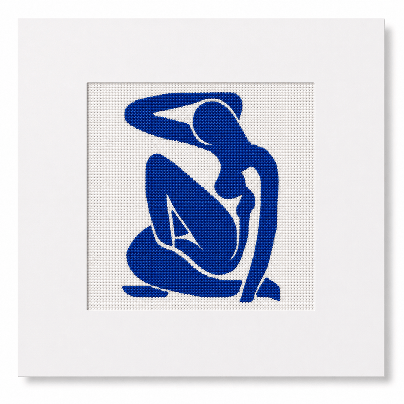 Matisse Blue Nude I Needlepoint Card Kit – Modern Art Inspired Blue Silhouette Greeting Card Kit (Series of Five)