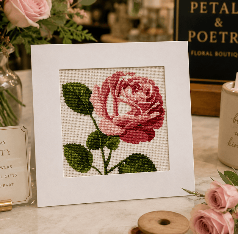 New York Rose Needlepoint Card Design | State Flower Series by G. March Design