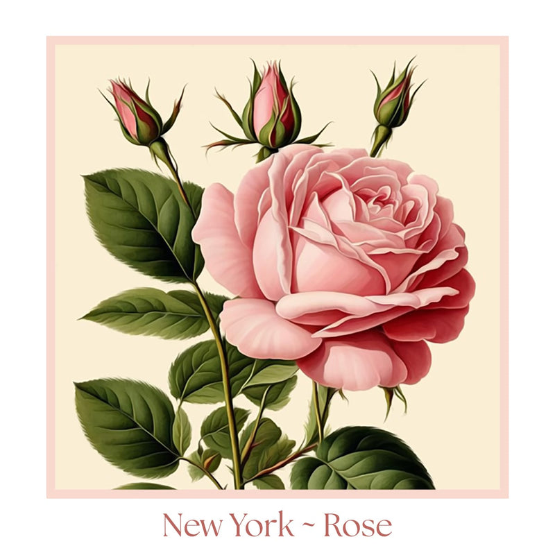 New York ~ Rose Wood Block Print | Botanical State Flower Art