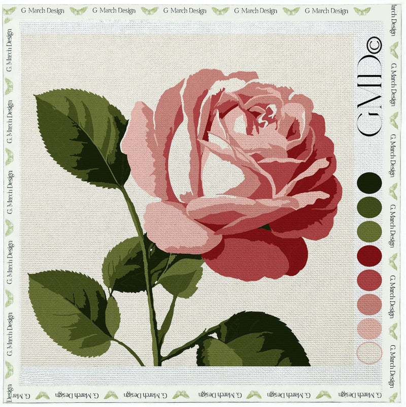 New York Rose Needlepoint Canvas Kit | State Flower Series by G. March Design