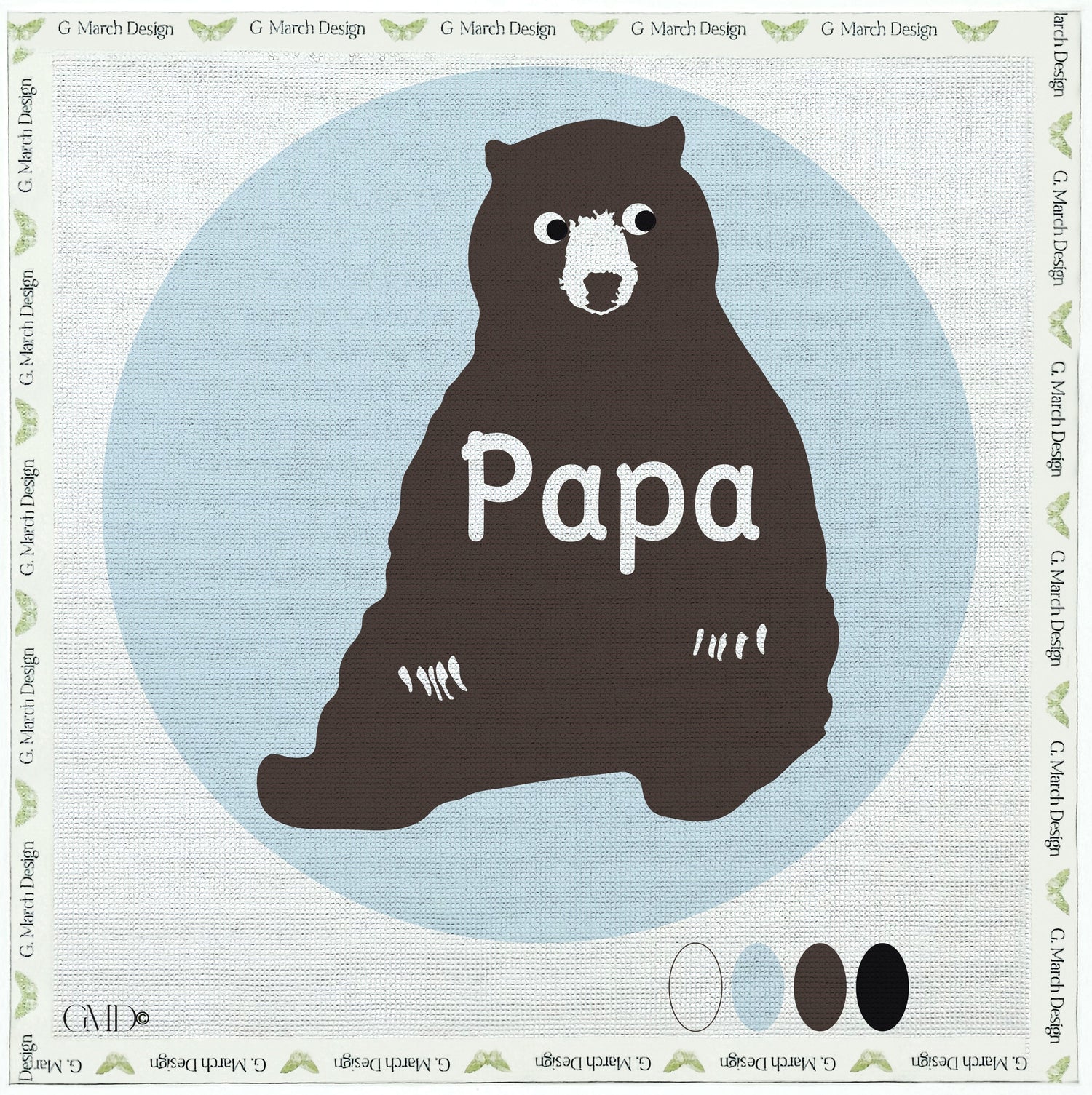 Papa Bear Needlepoint Ornament Canvas — 18 Mesh
